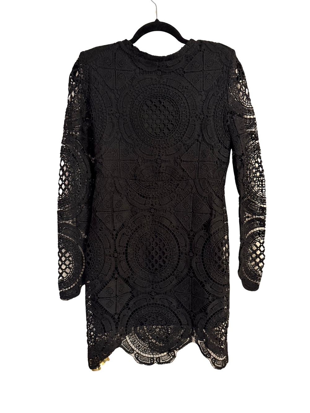 Black Lace Long Sleeve Shift Dress